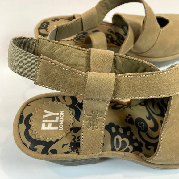 Fly London Wage Tan Leather Strap Heels Shoes Wage368fly Women's Size 41 / US10 - Picture 5 of 8